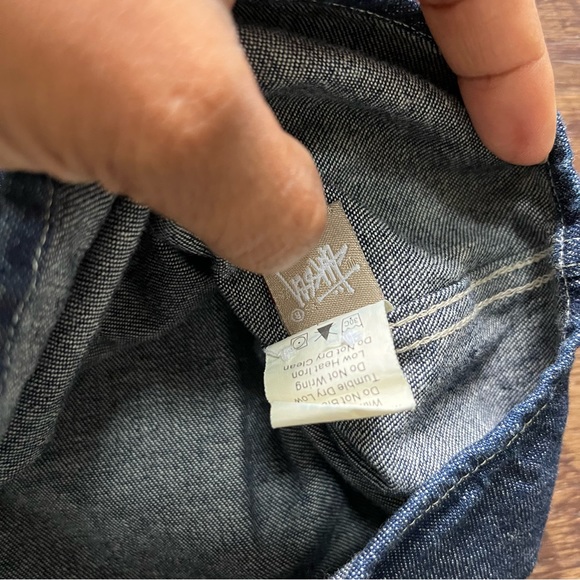 Stussy big star AOP logo spellout button front denim chambray shirt medium - Picture 5 of 10